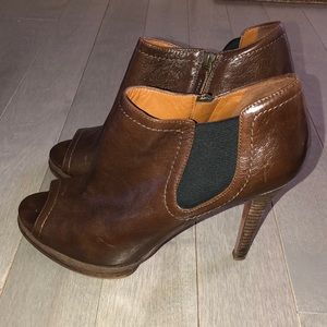 Nine West Open Toe Leather Bootie